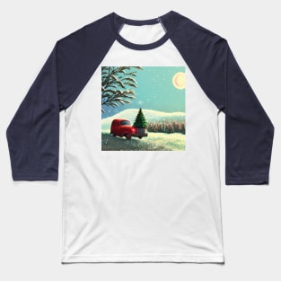 Vintage Red Christmas Truck Wanderlust in the Xmas Tree Farm 60s Christmas Vacation Baseball T-Shirt